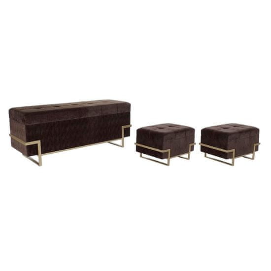 BigBuy Klop DKD Home Decor Golden Metal Brown Velvet (120 x 42 x 48 cm)