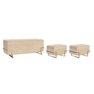 BigBuy Klop za noge DKD Home Decor Bež Kovina 120 x 42 x 48 cm (3 kosi)