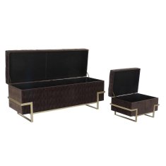 BigBuy Klop DKD Home Decor Golden Metal Brown Velvet (120 x 42 x 48 cm)