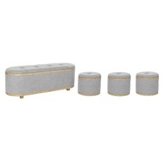 BigBuy Klop DKD Home Decor Grey Wood Polyester (120 x 45 x 43 cm)