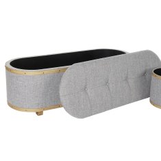 BigBuy Klop DKD Home Decor Grey Wood Polyester (120 x 45 x 43 cm)