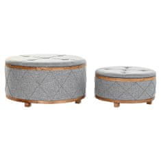 BigBuy Klop DKD Home Decor Naravni les Poliester Svetlo siva (80 x 80 x 43 cm)
