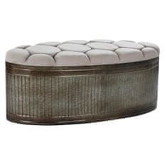 BigBuy Klop DKD Home Decor Bež Kovina Poliester Temno rjava (121 x 44 x 47,5 cm)