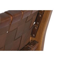 BigBuy Stolček DKD Home Decor Teak Brown Leather (41 x 53 x 90 cm)
