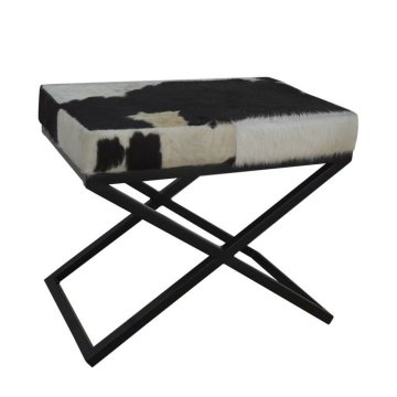 BigBuy Klop za noge DKD Home Decor Bela črna krava Kovina 60 x 40 x 50 cm