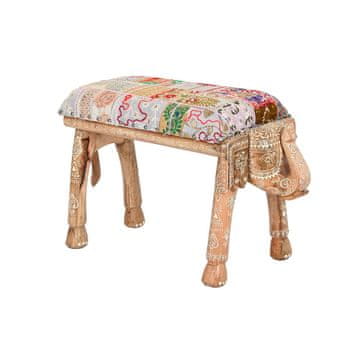 BigBuy Klop DKD Home Decor Slon Večbarvni mangov les 65 x 31,7 x 38 cm