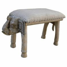 BigBuy Klop DKD Home Decor Slon Bela Naravni mangov les 65 x 31,7 x 38 cm