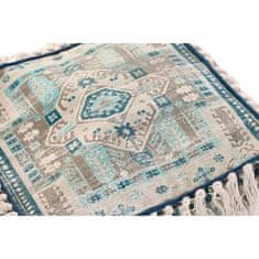 BigBuy Puf DKD Home Decor Casablanca Blue Fringe 40 x 40 x 40 cm