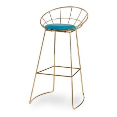 BigBuy Stolček Modra zlata poliester železo (51 x 94 x 52 cm)