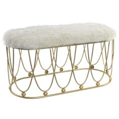 BigBuy Klop DKD Home Decor Golden Metal Polyester Velvet White (91 x 40 x 46 cm)