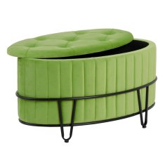 DKD Home Decor Pouffe 80 x 80 x 46 cm Sintetična tkanina Kovina Zelena