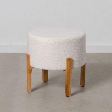 DKD Home Decor Pouffe Sintetična tkanina Bež Les 46 x 46 x 46 cm