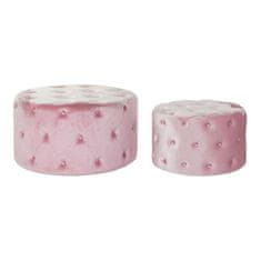 DKD Home Decor Naslon za noge DKD Home Decor Pink Velvet MDF Wood Glam (2 kosa)