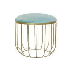 DKD Home Decor Naslon za noge DKD Home Decor Poliester Kovina Golden Sky blue (46 x 46 x 43 cm)