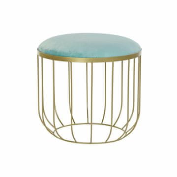 DKD Home Decor Naslon za noge DKD Home Decor Poliester Kovina Golden Sky blue (46 x 46 x 43 cm)