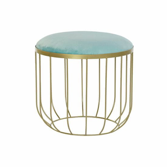 DKD Home Decor Naslon za noge DKD Home Decor Poliester Kovina Golden Sky blue (46 x 46 x 43 cm)