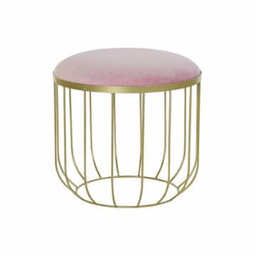 DKD Home Decor Naslon za noge DKD Home Decor Roza poliester Kovina Zlata (46 x 46 x 43 cm)