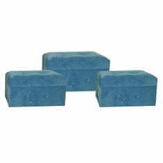 DKD Home Decor Naslon za noge DKD Home Decor Modri poliester MDF Wood (3 kosi)