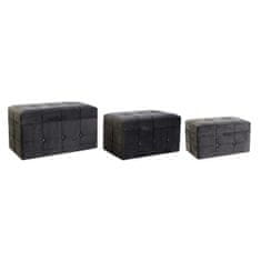 DKD Home Decor Naslon za noge DKD Home Decor Grey Polyester MDF Wood (3 kosi)