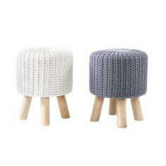 DKD Home Decor Naslon za noge DKD Home Decor Bela siva Naravni borovničev les Plastika Boho pletenina 30 x 30 x 38 cm (2 enoti)