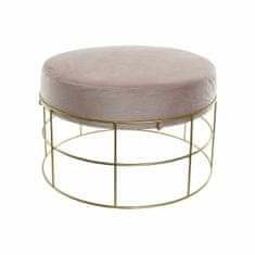 DKD Home Decor Naslon za noge DKD Home Decor Golden Metal Polyester Light Pink (60 x 60 x 37,5 cm)