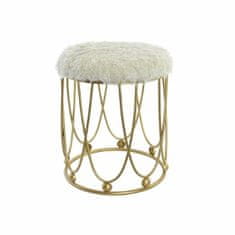 DKD Home Decor Naslon za noge DKD Home Decor Golden Metal Polyester Velvet White (40 x 40 x 46 cm)