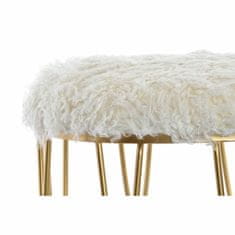 DKD Home Decor Naslon za noge DKD Home Decor Golden Metal Polyester Velvet White (40 x 40 x 46 cm)