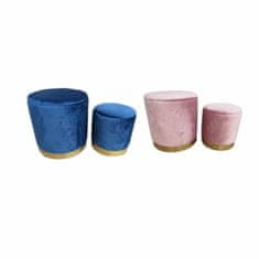 DKD Home Decor Naslon za noge DKD Home Decor Poliester Topol Navy Blue Light Pink (2 kosa) (41 x 41 x 42 cm)