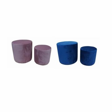 DKD Home Decor Naslon za noge DKD Home Decor Poliester Wood Navy Blue Light Pink (2 kosa) (36 x 36 x 35 cm)