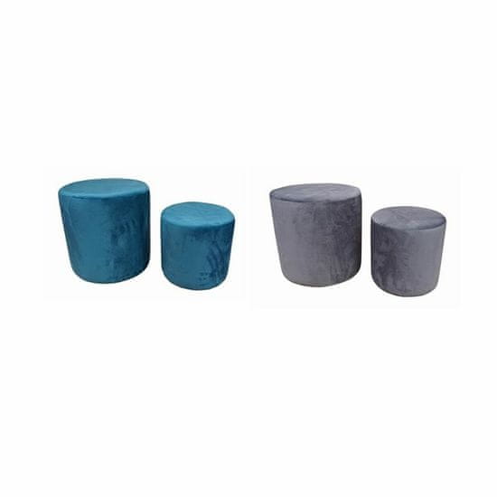 DKD Home Decor Naslon za noge DKD Home Decor 36 x 36 x 35 cm siva lesena žametna zelena urbana (2 enoti)