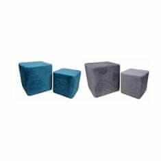 DKD Home Decor Naslon za noge DKD Home Decor Grey Wood Turquoise Poliester (36 x 36 x 35 cm) (2 enoti)