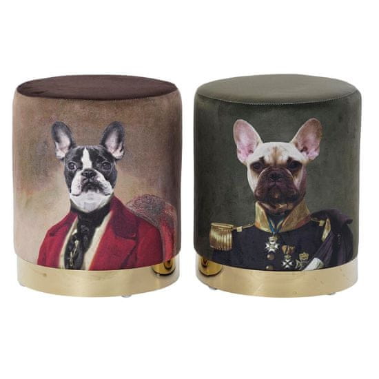 DKD Home Decor Podstavek za noge DKD Home Decor Golden Metal Brown Polyester Dog (32 x 32 x 38 cm) (2 enoti)