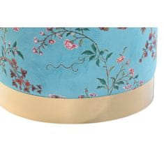 DKD Home Decor Naslon za noge DKD Home Decor Zlata kovina Poliester Zelena Rumena Cvetje Oriental (32 x 32 x 38 cm) (2 enoti)