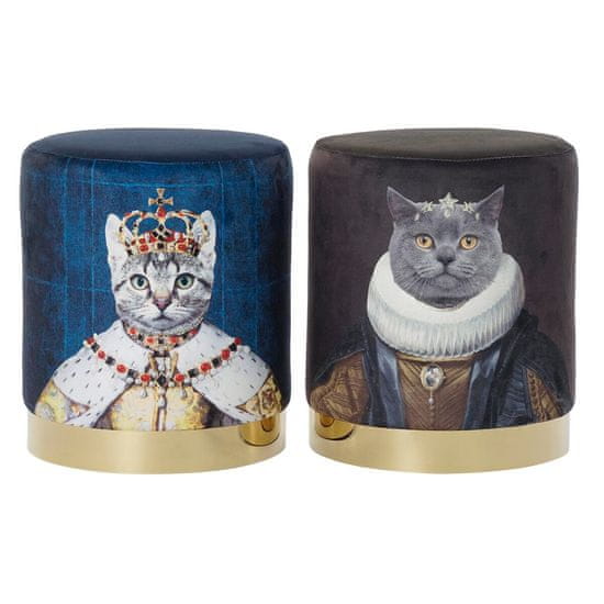 DKD Home Decor Podnožje DKD Home Decor 32 x 32 x 38 cm Modra zlata kovina Zelena mačka (2 enoti)