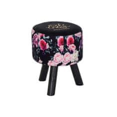 DKD Home Decor Naslon za noge DKD Home Decor Črna roza Poliester MDF (30 x 30 x 38 cm)