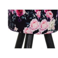 DKD Home Decor Naslon za noge DKD Home Decor Črna roza Poliester MDF (30 x 30 x 38 cm)