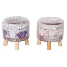 DKD Home Decor Naslon za noge DKD Home Decor Grey Bicycle Pink Lilac PU Pinewood (30 x 30 x 30 cm) (2 enoti) (30 x 30 x 32 cm)