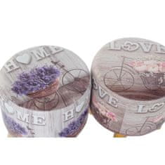 DKD Home Decor Naslon za noge DKD Home Decor Grey Bicycle Pink Lilac PU Pinewood (30 x 30 x 30 cm) (2 enoti) (30 x 30 x 32 cm)