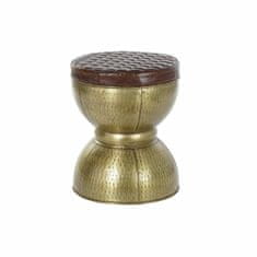 DKD Home Decor Priložnostno pohištvo DKD Home Decor Golden Metal Leather Dark brown (40 x 40 x 48 cm)
