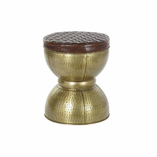 DKD Home Decor Priložnostno pohištvo DKD Home Decor Golden Metal Leather Dark brown (40 x 40 x 48 cm)