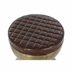 DKD Home Decor Priložnostno pohištvo DKD Home Decor Golden Metal Leather Dark brown (40 x 40 x 48 cm)
