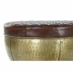 DKD Home Decor Priložnostno pohištvo DKD Home Decor Golden Metal Leather Dark brown (40 x 40 x 48 cm)