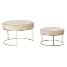 DKD Home Decor Naslon za noge DKD Home Decor Beige Golden Metal Poliester (80 x 80 x 53 cm)