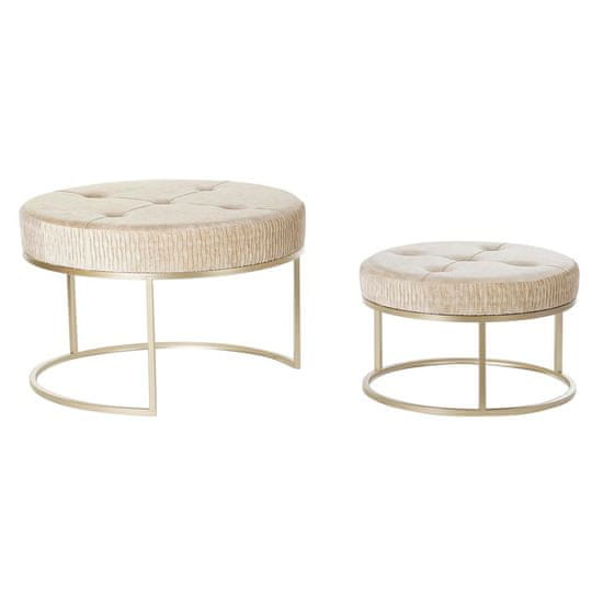 DKD Home Decor Naslon za noge DKD Home Decor Beige Golden Metal Poliester (80 x 80 x 53 cm)