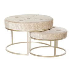 DKD Home Decor Naslon za noge DKD Home Decor Beige Golden Metal Poliester (80 x 80 x 53 cm)