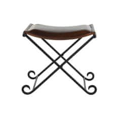 DKD Home Decor Naslon za noge DKD Home Decor Črna kovina Usnje Temno rjava Vintage (56 x 44,5 x 45 cm)
