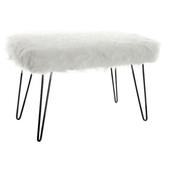 DKD Home Decor Naslon za noge DKD Home Decor Črna zlata kovina Poliester Bela (60 x 30 x 40 cm)