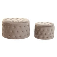 DKD Home Decor Naslon za noge DKD Home Decor Svetlo siva MDF Wood Velvet 70 x 70 x 42 cm