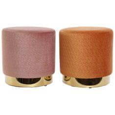 DKD Home Decor Naslon za noge DKD Home Decor Orange Pink Golden Wood Metal Velvet 35 x 35 x 35 cm (2 enoti)