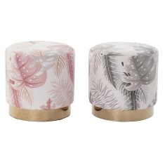 DKD Home Decor Podnožje DKD Home Decor Grey Golden Wood Polyester Coral Tropical List rastline (35 x 35 x 35 cm) (2 enoti)